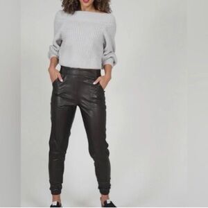 SPANX Faux Leather Jogger Pants Noir Black Size Large